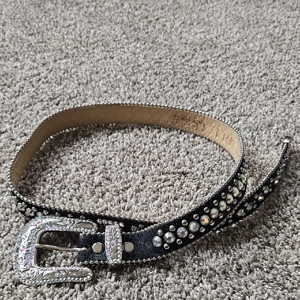 Studded Black Leather Belt